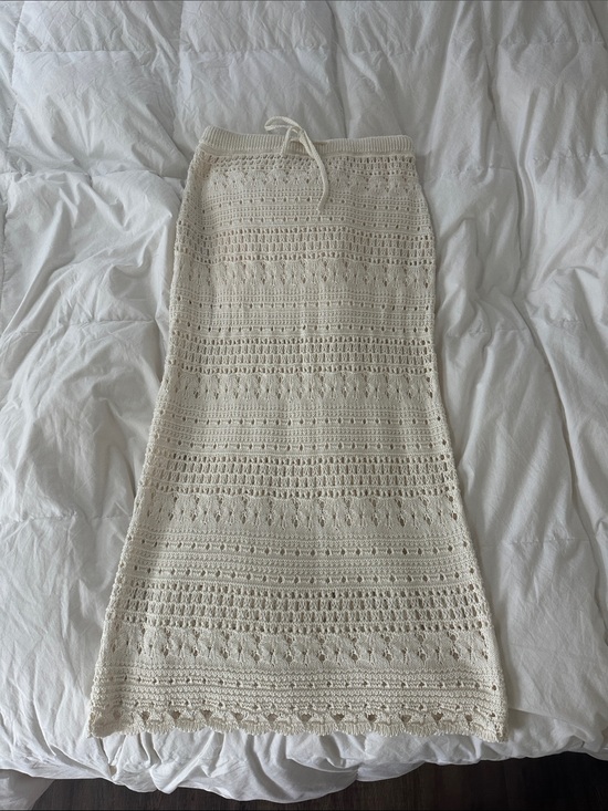 Universal Thread Dresses & Skirts - Crochet Knit Midi Skirt in Cream